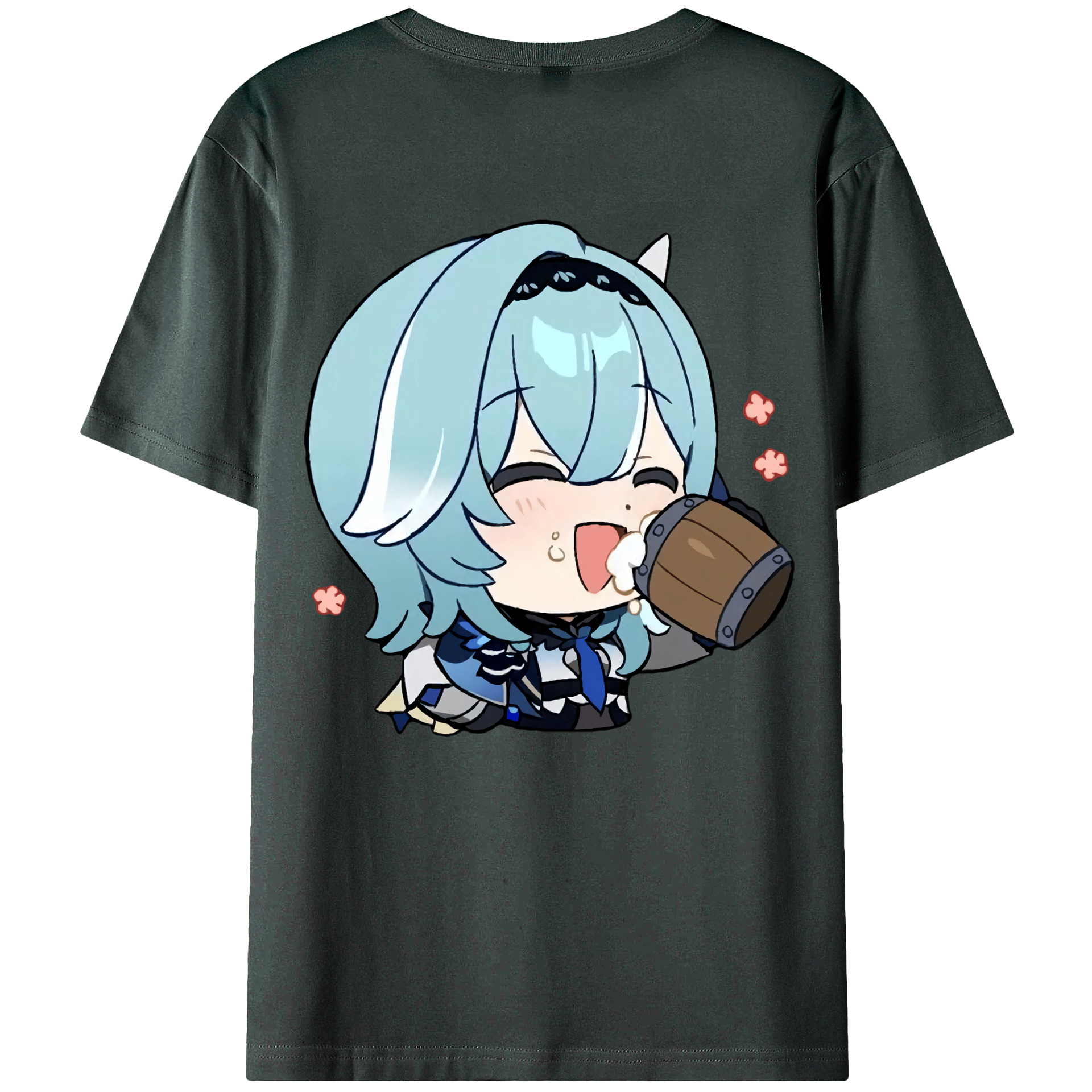 げんし神 优菈 ゆうら genshin Yūra 綿100％ メンズ半袖Tシャツ（バックプリント） 通気性